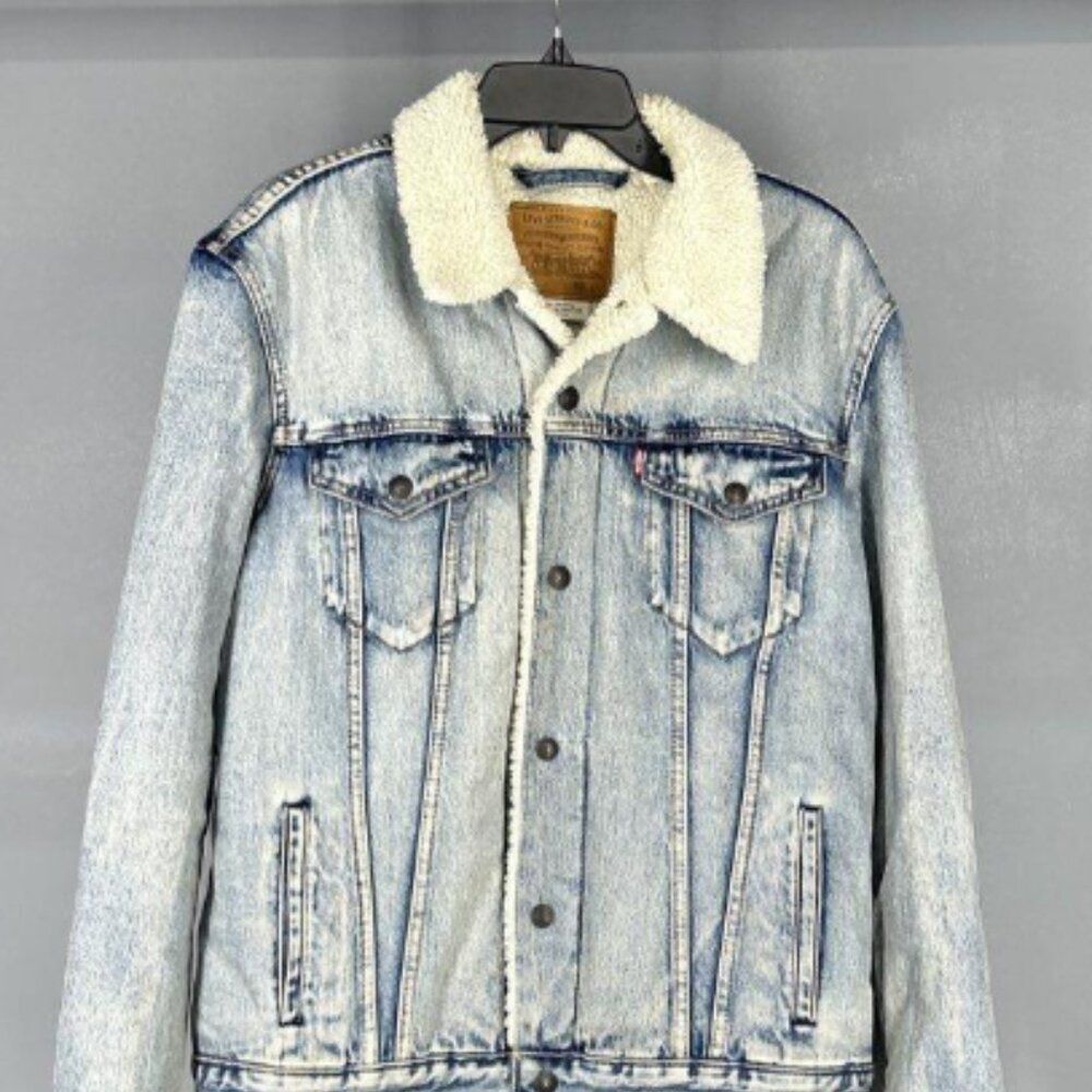 Mens Levis Light Blue Denim Jacket with Soft Inside Lining Size Large